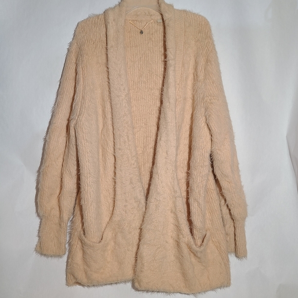 Knitted and knotted cardigan eyelash pocket long cozy sweater - Picture 6 of 16